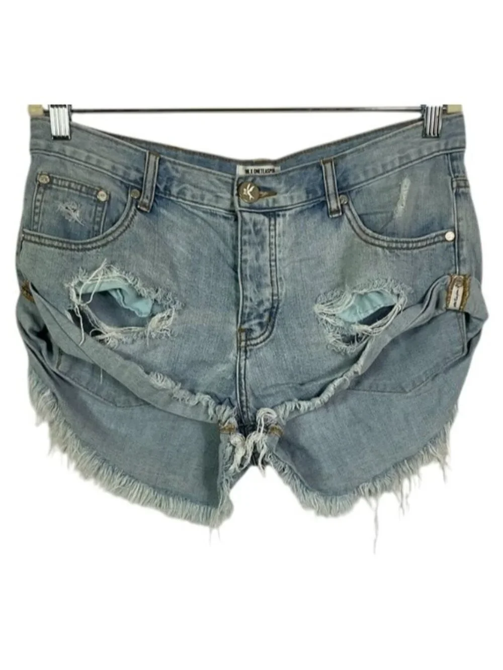 One Teaspoon Distressed Denim Shorts Size 29 Relaxed Fit Frayed Hem
